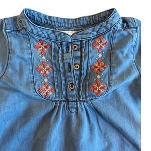 Purebaby Embroidered Denim Dress‎ 6-12 Months Long Sleeve